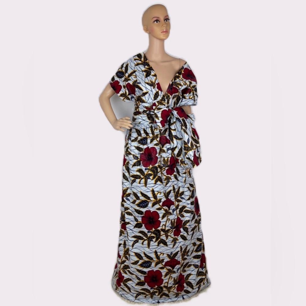 Handmade Floral Print Multicolor Infinity Maxi Dress